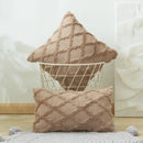 White embroidered diamond cushion cover for living room decor by Decorbites