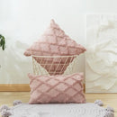 White embroidered diamond cushion cover for living room decor by Decorbites