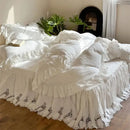 GobekUsa 100% Cotton Ruffles Bedding Set with Double-layer Yarn and Soft Skin Friendly Texture