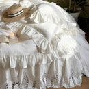 GobekUsa 100% Cotton Ruffles Bedding Set with Double-layer Yarn and Soft Skin Friendly Texture
