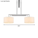 GobekUsa White Fabric Drum Island Pendant with 2 Lights - Traditional Hanging Light Kit for Dining Room