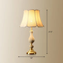 GobekUsa White Fabric Scalloped Bell Table Lamp - Simplicity Design, Ceramic Decor