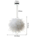 White Feather Pendant Light With Metal Frame