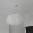 White Feather Pendant Light With Metal Frame