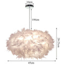 White Feather Pendant Light With Metal Frame