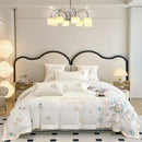 GobekUsa Butterfly Flowers Embroidery Cotton Bedding Set, 4pcs King Queen Size.