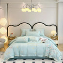 GobekUsa Butterfly Flowers Embroidery Cotton Bedding Set, 4pcs King Queen Size.