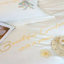GobekUsa Butterfly Flowers Embroidery Cotton Bedding Set, 4pcs King Queen Size.