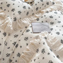 GobekUsa French Lace Ruffles Floral 100% Cotton Bedding Set with Duvet Cover, Sheet, Pillowcases