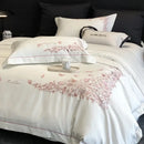 GobekUsa Egyptian Cotton Bedding Sets in White, Queen King Ru Size Bed Linens
