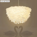GobekUsa White Floral Pendant Chandelier with Feather Accent - Simple Dining Room Lighting