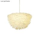 GobekUsa White Floral Pendant Chandelier with Feather Accent - Simple Dining Room Lighting