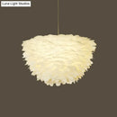 GobekUsa White Floral Pendant Chandelier with Feather Accent - Simple Dining Room Lighting