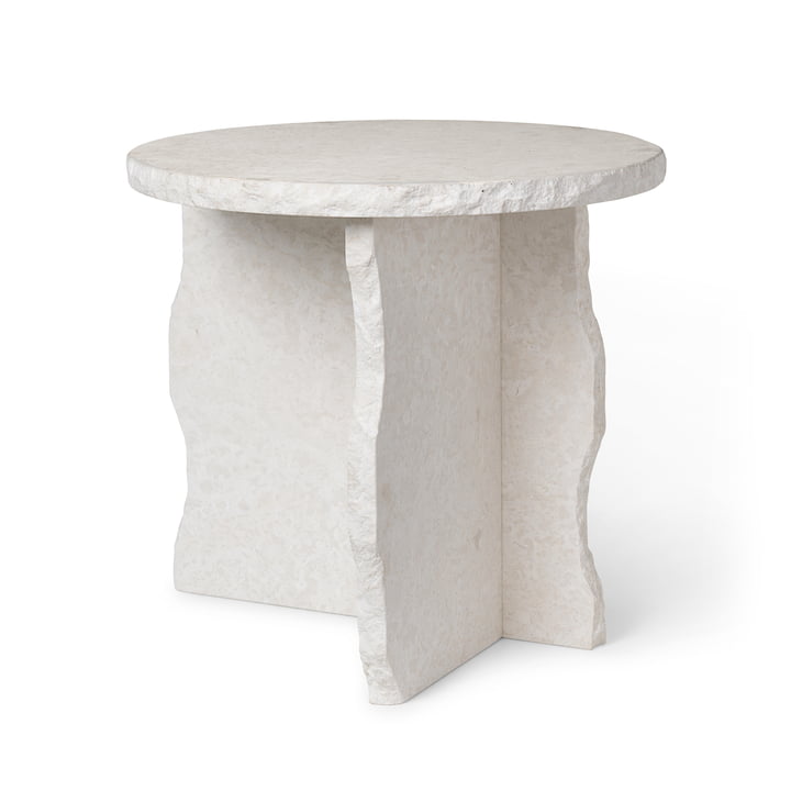 White Fossil Limestone Natural Stone End/Side Table