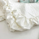 GobekUsa Fresh Flower Embroidered Summer Quilt Set - Lightweight Ruffled Comforter