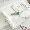 GobekUsa Fresh Flower Embroidered Summer Quilt Set - Lightweight Ruffled Comforter