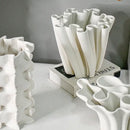 GobekUsa Geometric Ceramic Fold Pattern Flower Vase Decorative Home Ornament