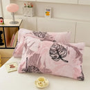 White ginkgo botanical cozy winter plush pillowcase bedroom decor by Decorbites
