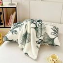 White ginkgo botanical cozy winter plush pillowcase bedroom decor by Decorbites