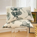 White ginkgo botanical cozy winter plush pillowcase bedroom decor by Decorbites