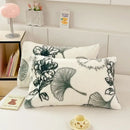 White ginkgo botanical cozy winter plush pillowcase bedroom decor by Decorbites
