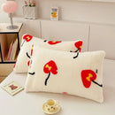 White ginkgo botanical cozy winter plush pillowcase bedroom decor by Decorbites