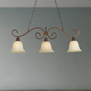 GobekUsa White Glass Bell Pendant Light - Classic Island Lighting with 3 Lights for Dining Room