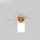GobekUsa 1-Head White Glass Wall Lamp for Bedroom - Loft Cylinder Lighting with Bird Accent