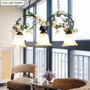 GobekUsa White Glass Island Light - Elegant American Rose Restaurant Suspension Fixture