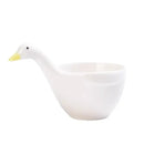 White goose ceramic snack bowl kitchen sauce dish with handle by Decorbites