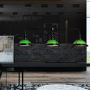 GobekUsa White/Green Glass Dome Pendant Lighting with Industrial Vibe - 3 Lights, Ideal for Dining Table, Includes Chain