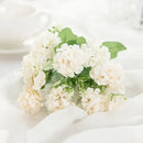 White hydrangea bouquet in ribbed glass vase for living room decor by Decorbites