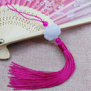 White jade lotus pink tassel decorative pendant living room decor by Decorbites