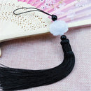 White jade lotus pink tassel decorative pendant living room decor by Decorbites