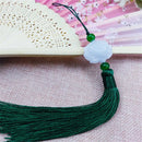 White jade lotus pink tassel decorative pendant living room decor by Decorbites