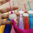 White jade lotus pink tassel decorative pendant living room decor by Decorbites