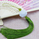 White jade lotus pink tassel decorative pendant living room decor by Decorbites