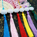White jade lotus pink tassel decorative pendant living room decor by Decorbites