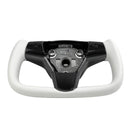 White Leather Yoke Steering Wheel for Tesla Model 3 / Y【Style 7】
