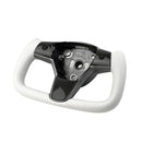 White Leather Yoke Steering Wheel for Tesla Model 3 / Y【Style 7】