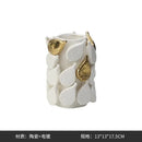 GobekUsa Ceramic Vase: Lemon/carambola Design for Aesthetic Room Decor & Floral Arrangement
