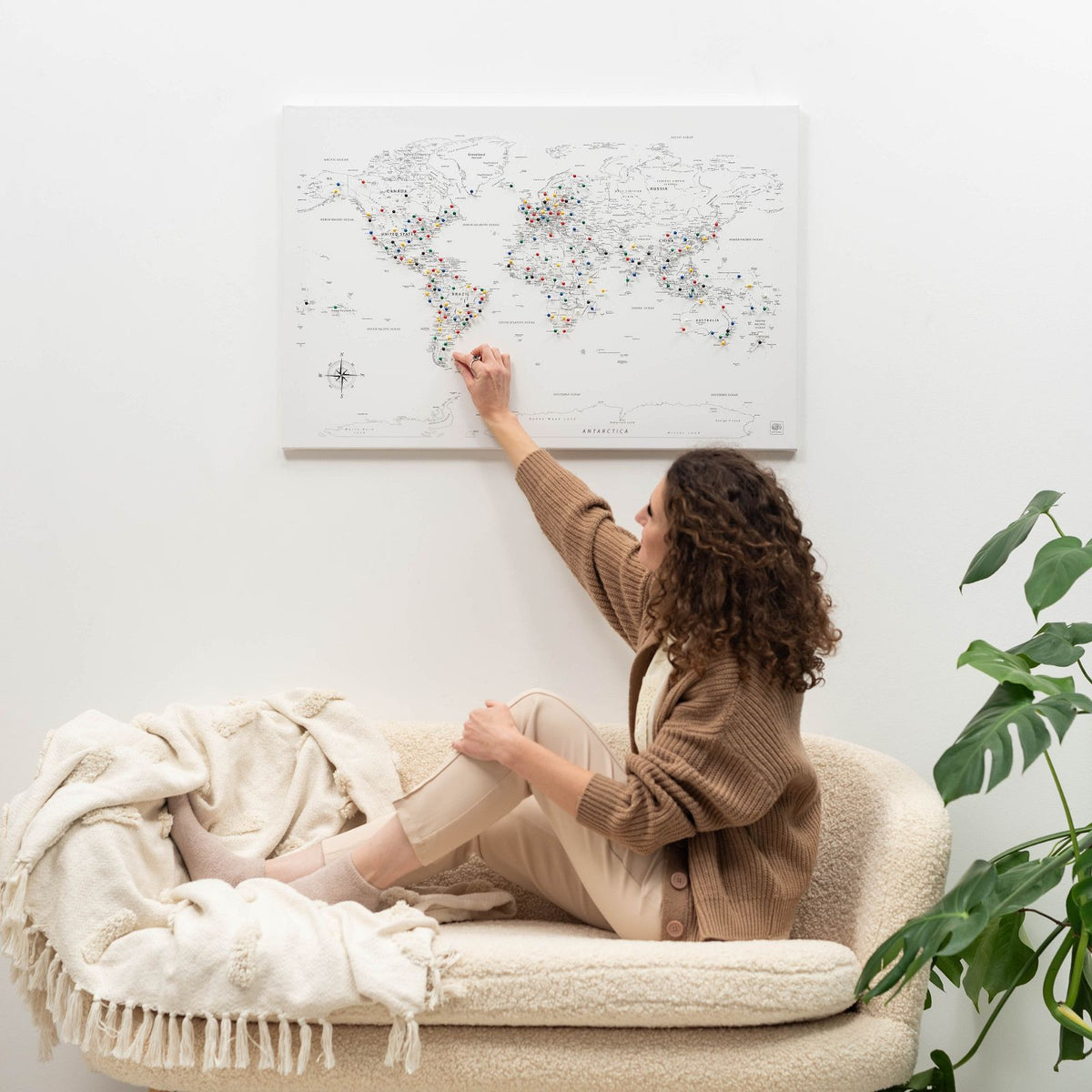 World Map on Canvas - White, photo 6 of 14