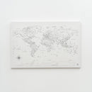 World Map on Canvas - White
