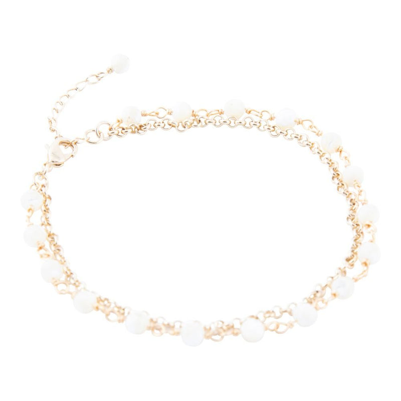 White Mother of Pearl Golden Chain Bracelet