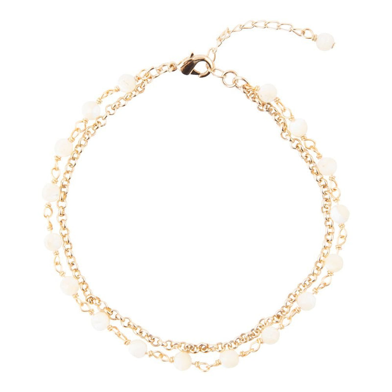White Mother of Pearl Golden Chain Bracelet