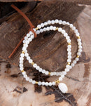 White Mother of Pearl Stretch Golden Bracelet