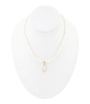 White Mother of Pearl Tear Drop Golden Pendant Necklace