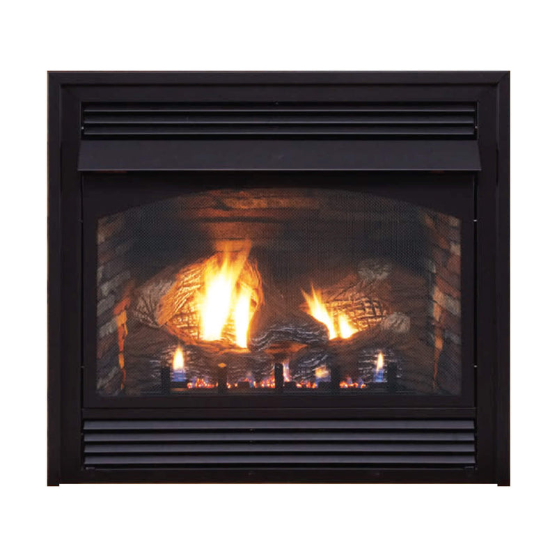White Mountain Hearth VAIL 26" Vent-Free Propane/Natural Gas Fireplace With Outer Frame, Hood, Louvers & Log Set (SAK42581)