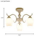 GobekUsa White Opaline Glass Cone Ceiling Lamp - 6-Light Semi Flush Chandelier in Countryside Style - 18.5"/24.5" Width