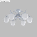 GobekUsa White Opaline Glass Cone Ceiling Lamp - 6-Light Semi Flush Chandelier in Countryside Style - 18.5"/24.5" Width